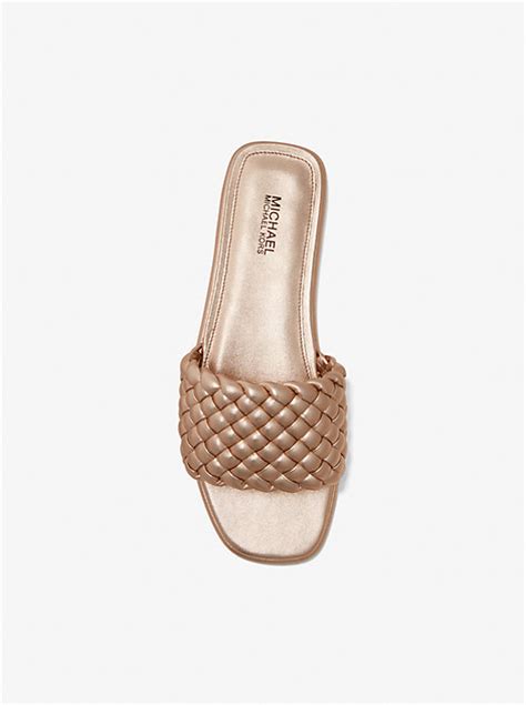 michael kors amelia braided slide sandal|Amelia Metallic Braided Slide Sandal .